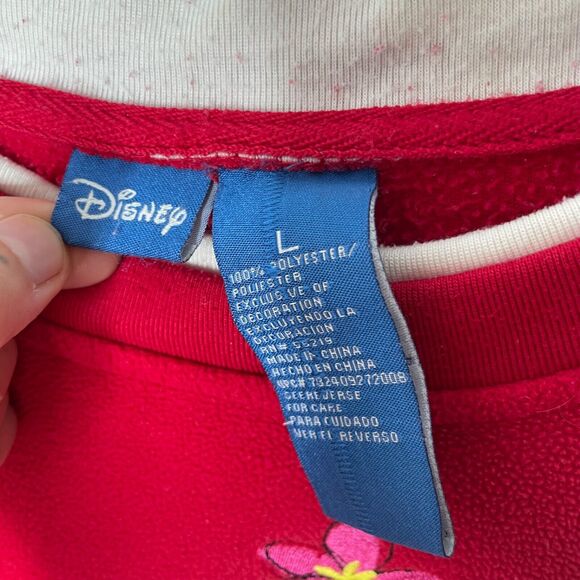 Vintage Disney Mickey Mouse Fleece Sweatshirt Red Embroidered Floral Y2K Retro L - Picture 6 of 7